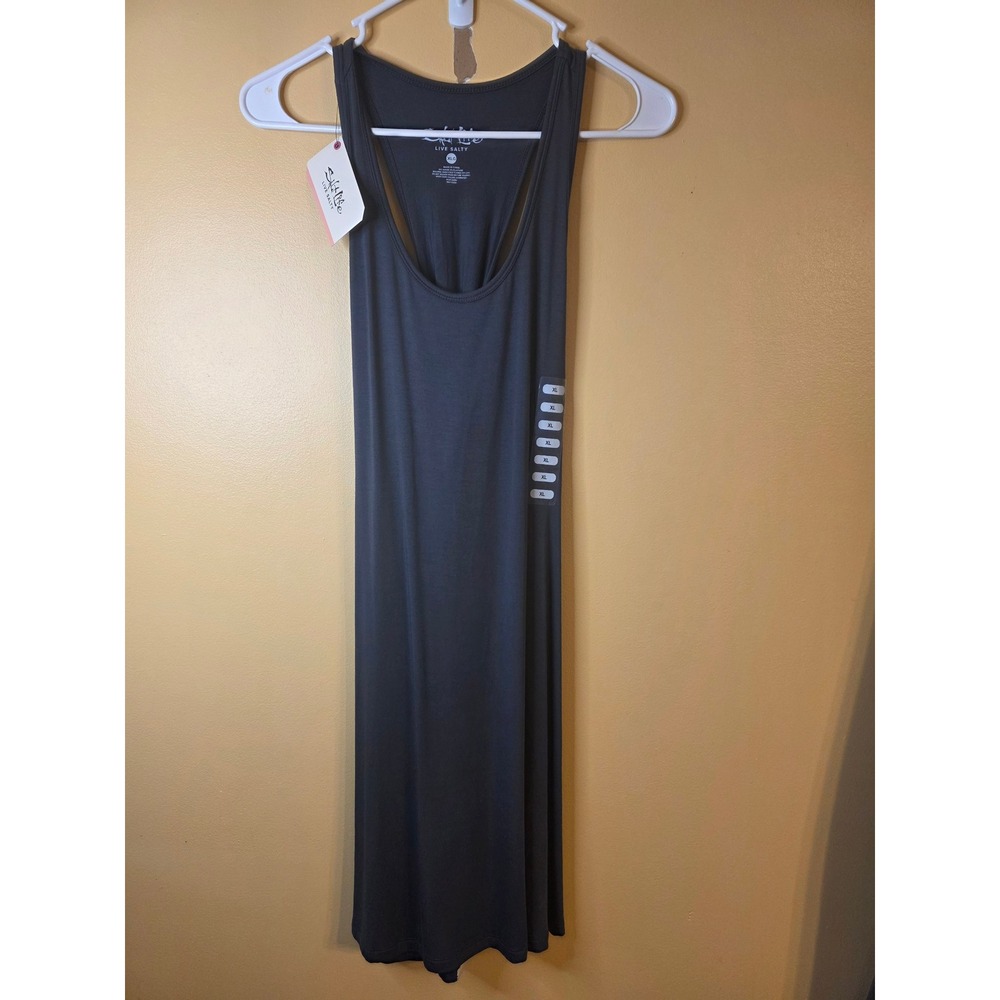 Salt Life Live Salty Twist Back Tank Dress Ebony Gray XL SLJ1073 NWT